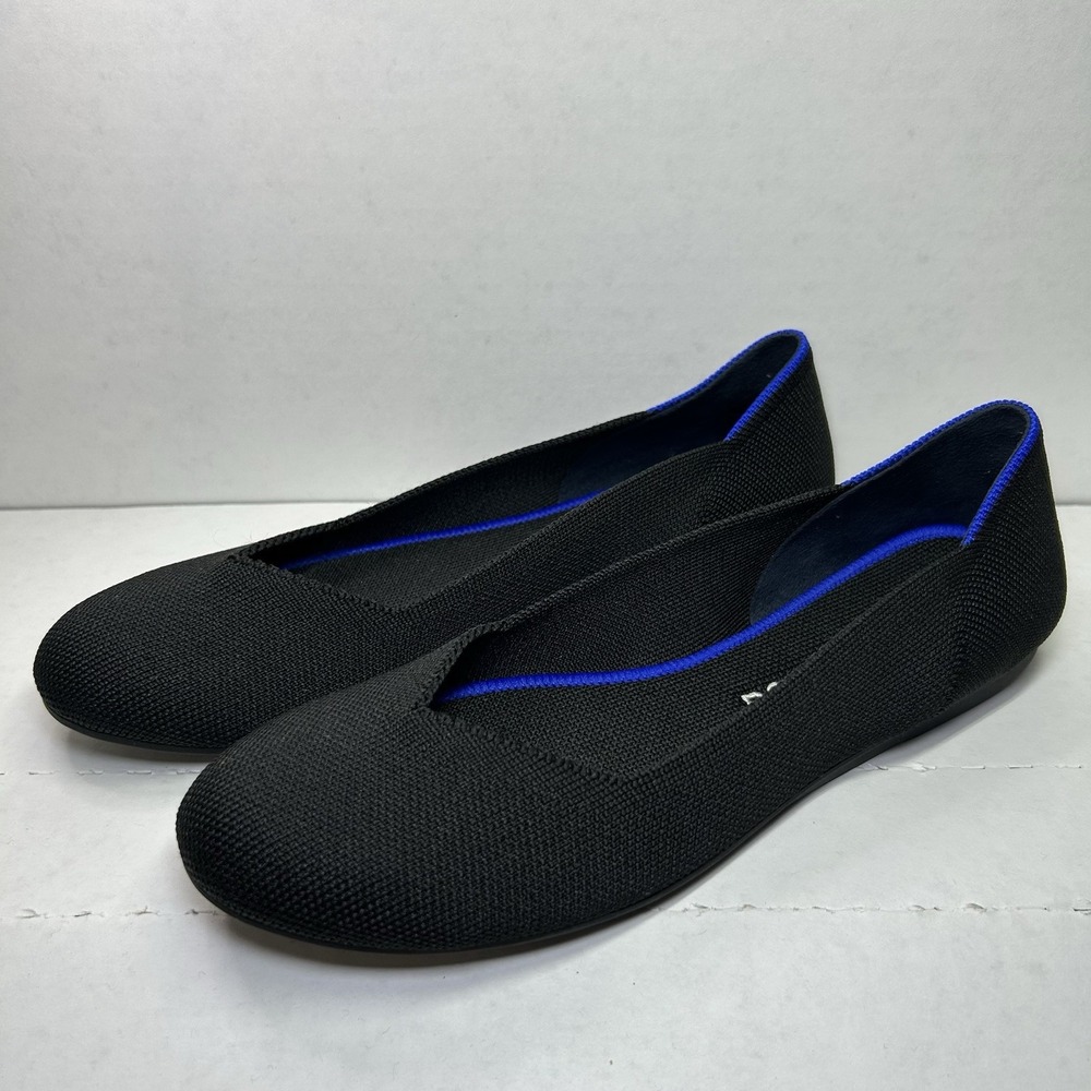 Rothy's The Flat Women's Size 8 Solid Round Toe Slip On Shoes Black EXCELLENT